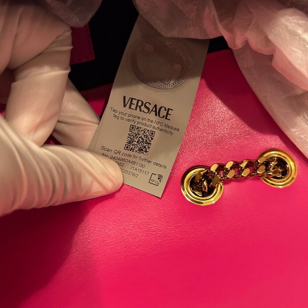 Versace La Medusa Quilted Tweed & Leather Logo Bag - Picture 11 of 13